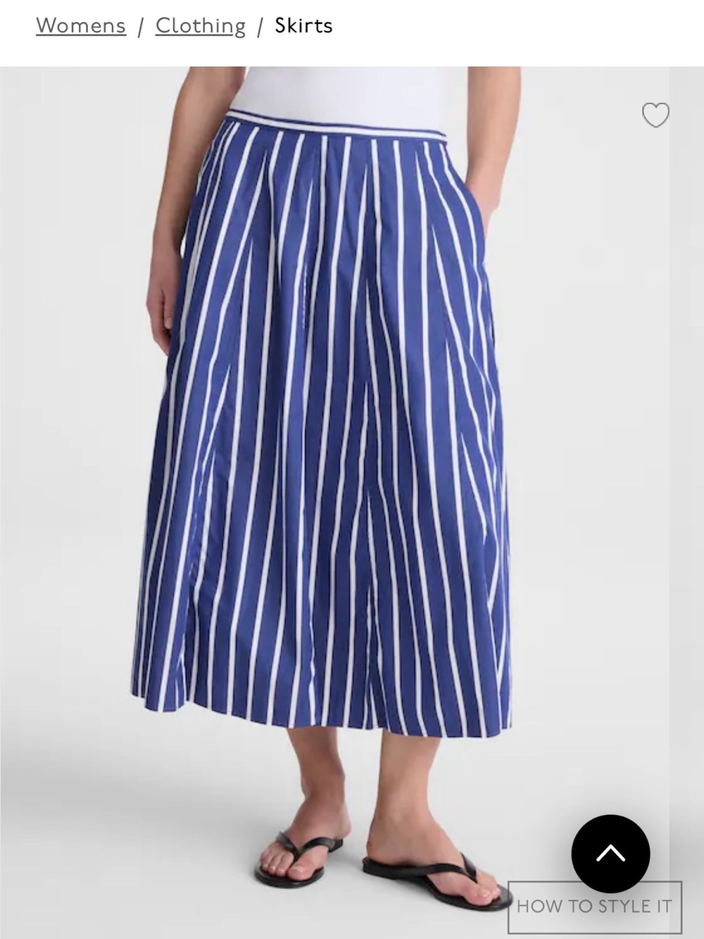Madewell Blue and White Stripe A-Line Midi Skirt in poplin